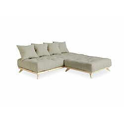 Inside 75 Canapé convertible futon SENZA pin naturel tissu lin couchage 90 cm. pas cher