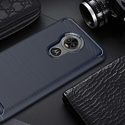 Wewoo Coque en TPU antichoc fibre de carbone texture brossée pour MOTO E6 (bleu marine)