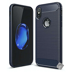 Htdmobiles Coque silicone gel carbone pour Apple iPhone X + film ecran - BLEU FONCE