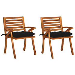 vidaXL Chaises à manger de jardin avec coussins lot de 2 Acacia massif