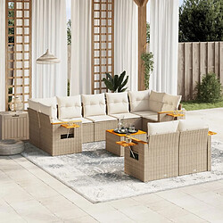 Maison Chic Salon de jardin avec coussins 10 pcs, Ensemble Tables et chaises de jardin, beige résine tressée -GKD621769