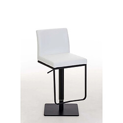 Decoshop26 Tabouret de bar x1 avec repose-pieds plaque de base carrée en métal noir assise en PVC blanc 10_0005301 pas cher