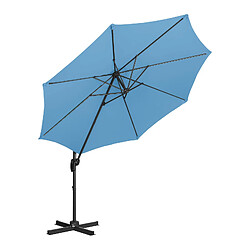 Helloshop26 Parasol déporté rond diamètre 300 cm inclinable et pivotant bleu 14_0007600