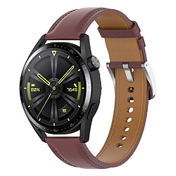 Bracelet en cuir véritable marron foncé pour votre Samsung Galaxy Watch3 45mm/Huawei Watch GT 3/Honor Watch GS3/Garmin/Xiaomi Mi Watch S1 22mm