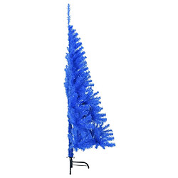 Avis vidaXL Demi sapin de Noël artificiel avec support Bleu 120 cm PVC