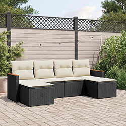 Maison Chic Ensemble Tables et chaises d'extérieur 6pcs avec coussins,Salon de jardin noir résine tressée -GKD589713