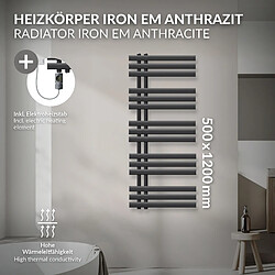 LuxeBath Radiateur sèche-serviettes en acier anthracite 50x120cm élément chauffant 1200W