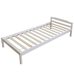 Decoshop26 Lit simple 1 personne 90 x 200cm en bois blanc avec sommier à lattes LIT06085