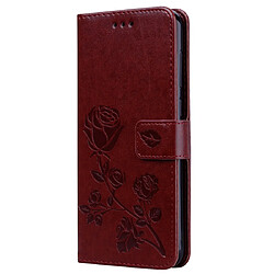 Wewoo Housse Coque Étui en cuir PU à rabat horizontal relief rose pour Huawei Honor 8Cavec support et fentes cartes et portefeuille marron