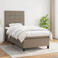 vidaXL Sommier à lattes de lit avec matelas Taupe 90x200 cm Tissu