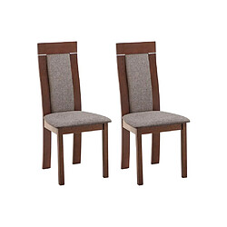 Vente-Unique Lot de 2 chaises en tissu et bois de hêtre - Noyer et taupe - BELINDA