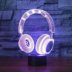 Meilleur Cadeau 3D DJ Casque Illusion Lumière Studio Musique Casque 7 Couleurs hifi musique Écouteur LED Lampe Dans la Chambr G03E8