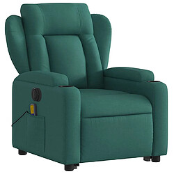 Avis vidaXL Fauteuil inclinable de massage électrique Vert foncé Tissu