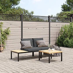 vidaXL Salon de jardin 3 pcs avec coussins noir aluminium