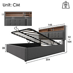 Avis ComfortXL Lit Double Avec Fonction De Charge USB C Et Tête De Lit Rembourrée - 140x200 Cm