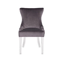 Vivenla Lot de 2 Chaises de salle à manger design avec capitonnage à l'arriere revêtement en velours gris foncé et piètement en acier inoxydable argenté collection LEO