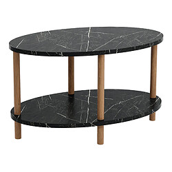 Helloshop26 Table basse ovale 43 x 70 x 44 cm marbre noir 03_0008481