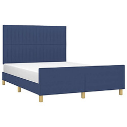 Avis Maison Chic Lit adulte - Cadre Structure de lit avec tête de lit Contemporain Bleu 140x190 cm Tissu -MN63681