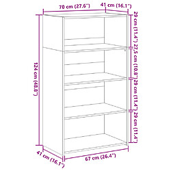 vidaXL Buffet haut chêne marron 70x41x124 cm bois d'ingénierie pas cher