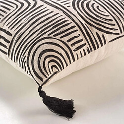 Avis Douceur D'Interieur Coussin déhoussable ESTERO - Polycoton imprimé - 45 x 45 cm - Ecru et noir