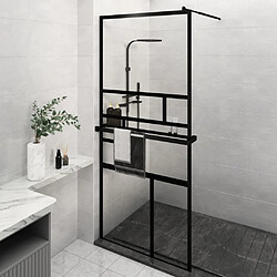 Maison Chic Paroi de douche | Écran de douche | Cloison de douche avec étagère Noir 100x195cm Verre ESG&Aluminium -GKD38864