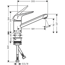 Mitigeur de cuisine HANSGROHE Focus M42 , 1 jet chromé - 71808000