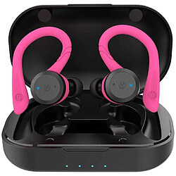 Chrono Écouteurs Bluetooth Chronus Véritables écouteurs sans fil avec étui de chargement IPX7 Étanche TWS Écouteurs stéréo avec micro intégré Écouteurs intra-auriculaires Basses profondes pour la course sportive(Rose)