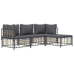 Avis Maison Chic Salon de jardin 4 pcs + coussins - Mobilier/Meubles de jardin - Table et chaises d'extérieur anthracite résine tressée -MN93144