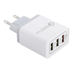 Wewoo Chargeur 2.1A 3 ports USB rapide de voyage, prise UE (Gris)