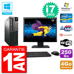 PC Lenovo M82 SFF Ecran 19" i7-2600 RAM 4Go Disque 250Go Graveur DVD Wifi W7 - Occasion