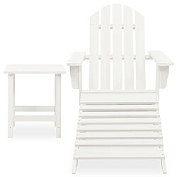 Maison Chic Chaise de jardin avec pouf - Fauteuil d'extérieur Adirondack et table Sapin Blanc -MN89426