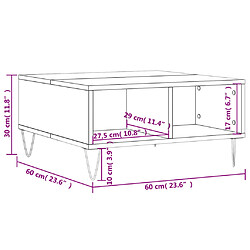 vidaXL Table basse gris béton 60x60x30 cm bois d'ingénierie pas cher