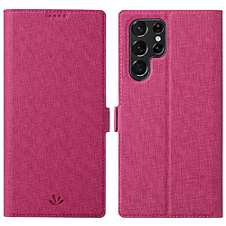 Etui en PU VILI fermeture magnétique avec support rose pour votre Samsung Galaxy S22 Ultra 5G