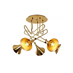 Luminaire Center Suspension Jazz Or poli 5 ampoules 60cm