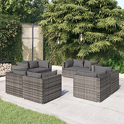 Maison Chic Salon de jardin 8 pcs + coussins - Mobilier/Meubles de jardin - Table et chaises d'extérieur Résine tressée Gris -MN25325