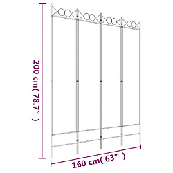 vidaXL Cloison de séparation 4 panneaux Blanc 160x200 cm Tissu pas cher