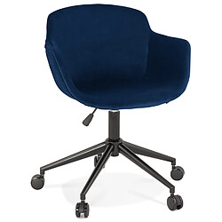 Alterego Chaise de bureau 'ROLLING' en velours bleu sur roulettes