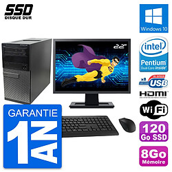 PC Tour Dell 390 MT Ecran 22" Intel G630 RAM 8Go SSD 120Go HDMI Windows 10 Wifi - Occasion