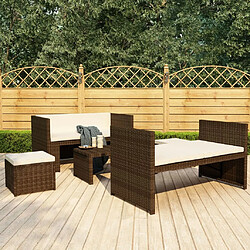 Maison Chic Salon de jardin 5 pcs + coussins - Mobilier/Meubles de jardin - Table et chaises d'extérieur Résine tressée Marron -MN50574