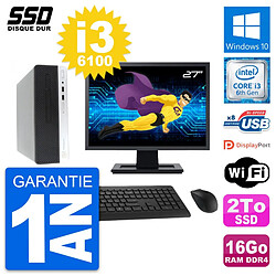 PC HP ProDesk 400 G4 SFF Ecran 27" Core i3-6100 RAM 16Go SSD 2To Windows 10 Wifi - Occasion