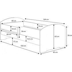 Kobi Lit enfant Sam 160x80 cm - fille - avec matelas