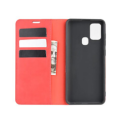 Etui en PU flip auto-absorbant au toucher soyeux avec support rouge pour votre Samsung Galaxy A21s