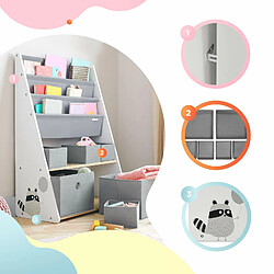 Acheter kk KinderKraft KKHRACOREG0000 Étagère pour Enfants Racoon, Meuble de Rangement de 6 Étages, Organiseur pour Jouets, Gris Blanc, 34 x 80 x 100 cm