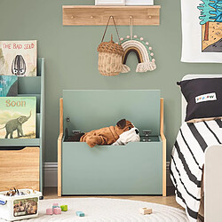 SoBuy KMB94-GR Banc Coffre à Jouet pour Enfants, Coffre de Rangement 2 en 1, Banc de Rangement avec Dossier pour Enfant, Meuble de Rangement, Vert, 64x30x55 cm