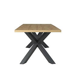 Table a manger fixe - Decor chene et metal noir - ELLIOR - L 180 x P 90 x H 76 cm pas cher