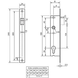 Serrure 1 point coffre 92MTX 980/36 - METALUX - F198360200