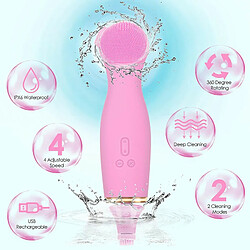 Avis Chrono Brosse Nettoyante Visage, 5 en 1 Rechargeable Rotation à 360 ° et Soin du Silicone Électrique Etanche Brosse Visage, Brosse Exfoliante pour un Nettoyage en Profondeur Exfoliation Douce,Rose