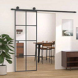 vidaXL Porte coulissante Noir 76x205 cm Verre ESG et aluminium