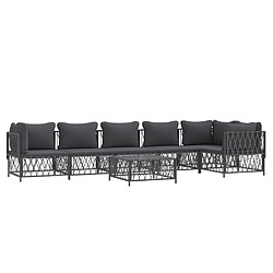 Avis Maison Chic Salon de jardin 7 pcs + coussins - Mobilier/Meubles de jardin - Table et chaises d'extérieur anthracite acier -MN69469