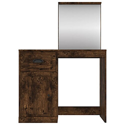 Helloshop26 Coiffeuse table de maquillage design meuble mobilier de chambre et miroir 90 x 50 x 132,5 cm bois d'ingénierie chêne fumé 02_0006409